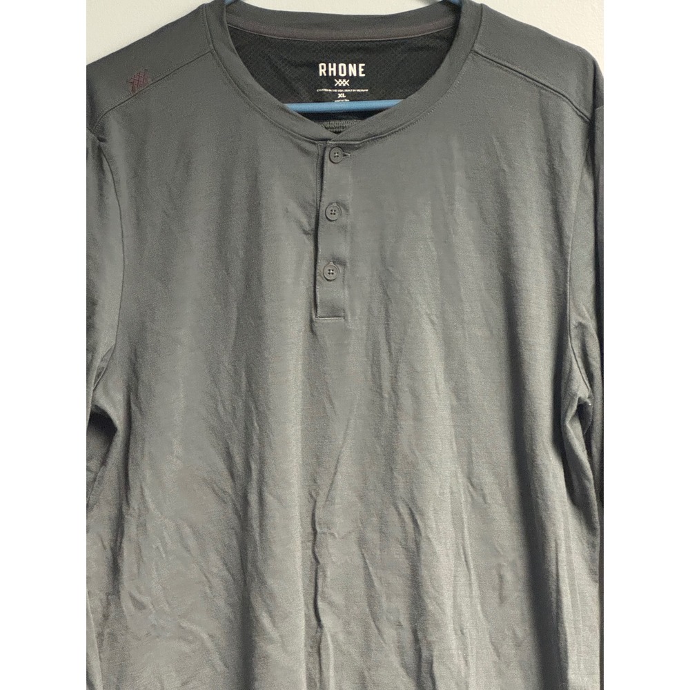Rhone Trek Henley Long Sleeve Shirt Mens XL Gray Activewear Merino Wool Blend - Picture 2 of 12